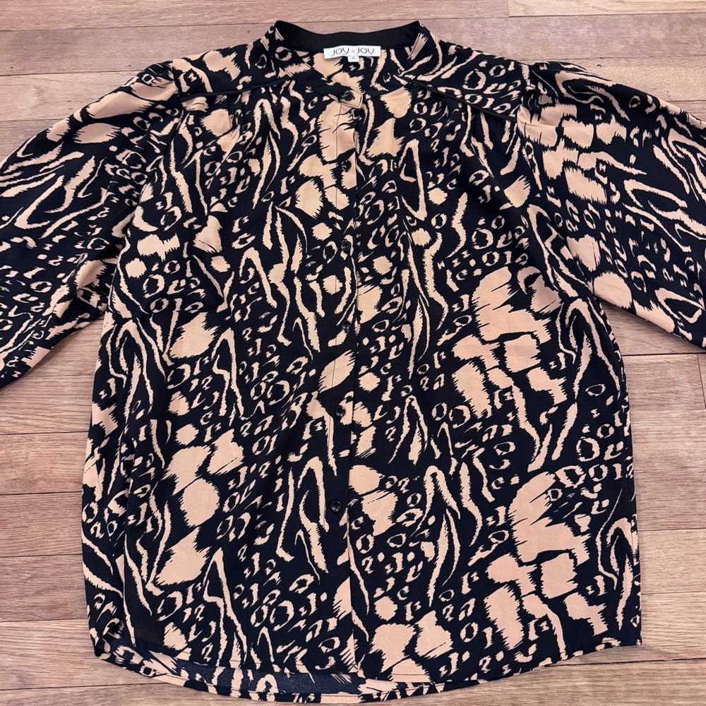 Joy Joy Women's Button Down Blouse Shirt Top - Medium
 b11